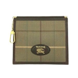 Burberrys Check Canvas Leather Nylon Card Case